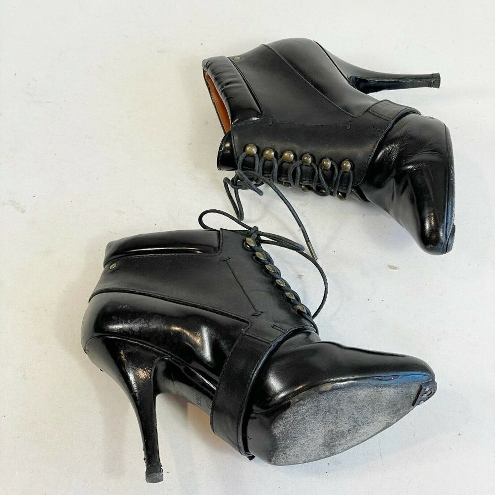 Givenchy Womens Buckle Lace Up Ankle‎ Bootie Heels Black Sz 36.5 Leather Pointed - Picture 6 of 9
